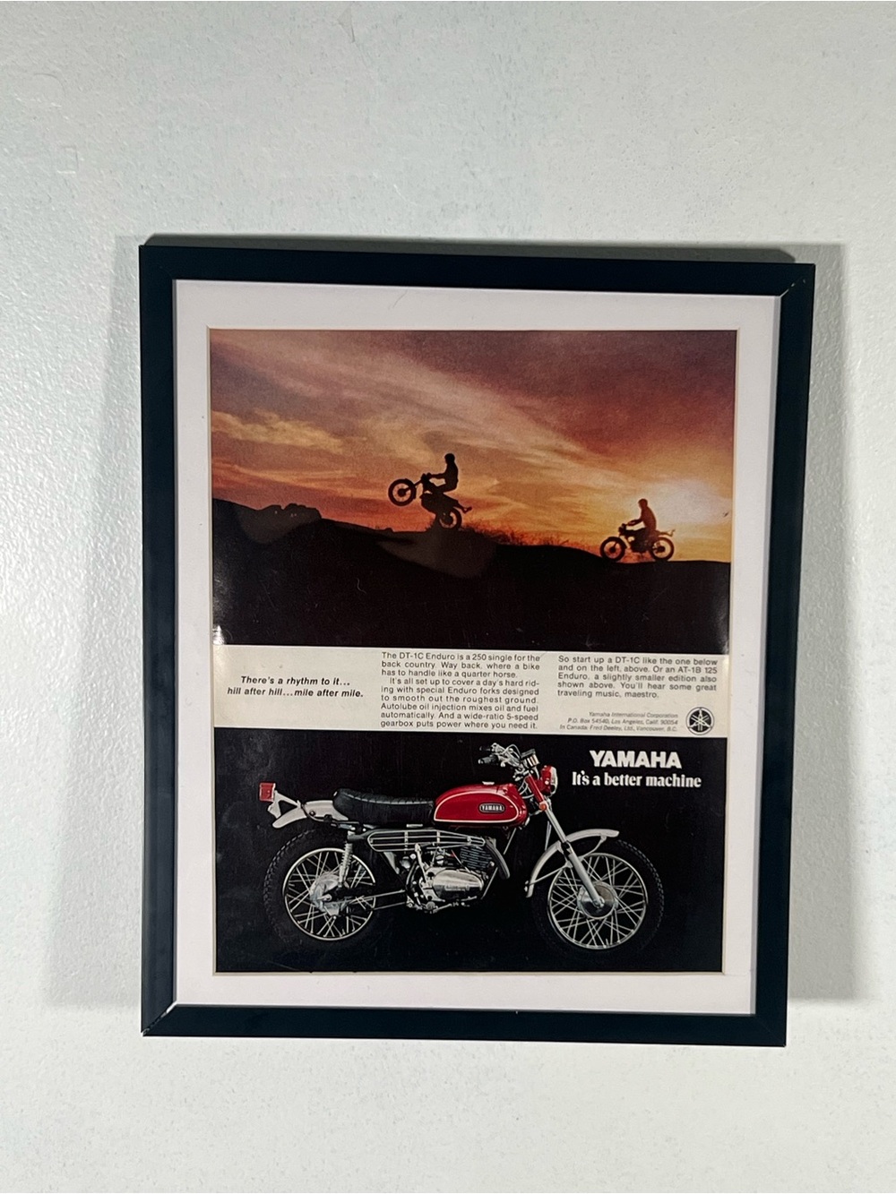 Yamaha Motorcycle Poster Vintage Framed Art Ad Advertisement Home Decor